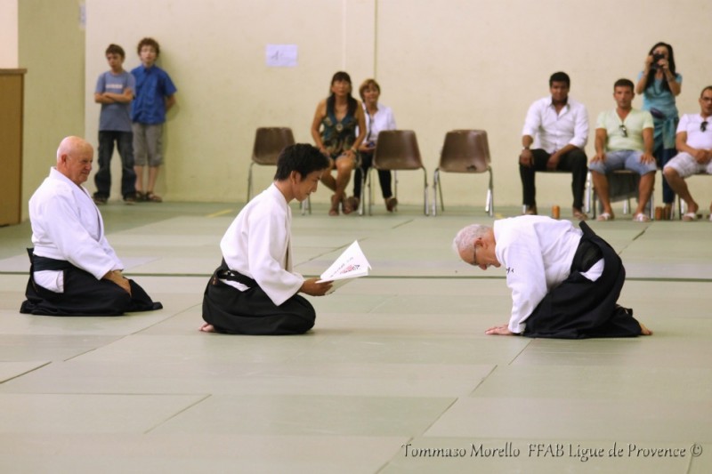 Remise par le Waka Senseï du 7ème DAN à Jean-Paul AVY